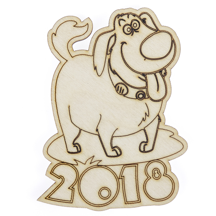 Бирка из фанеры "Собачка 2018" №11,  8,5х6,5 см
