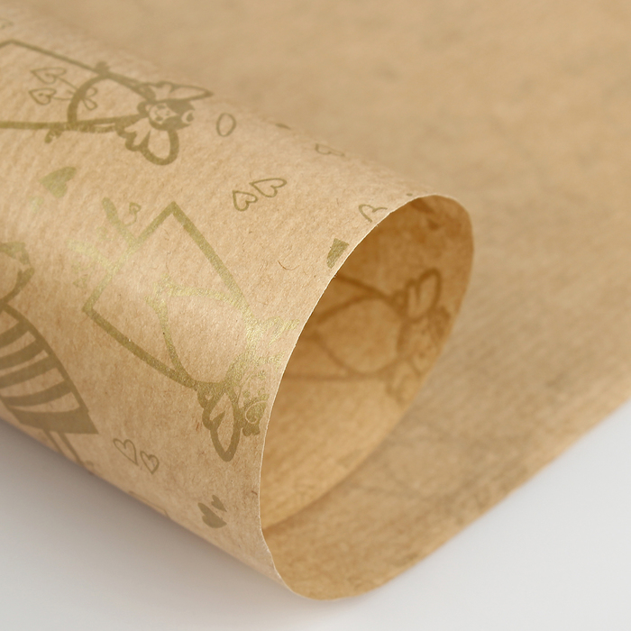 Бумага упаковочная крафт "Золотые ангелы" 0.6 x 10 м