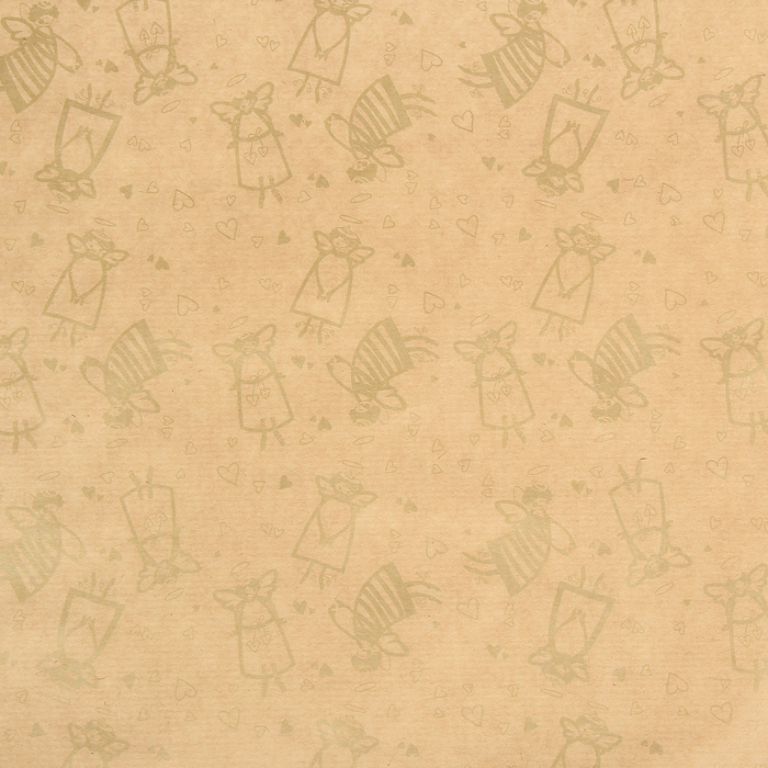 Бумага упаковочная крафт "Золотые ангелы" 0.6 x 10 м