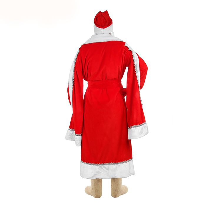 Карнавальный костюм "Дед Мороз", шуба с серебряным узором, шапка, варежки, р-р 56-58, длина 145 см