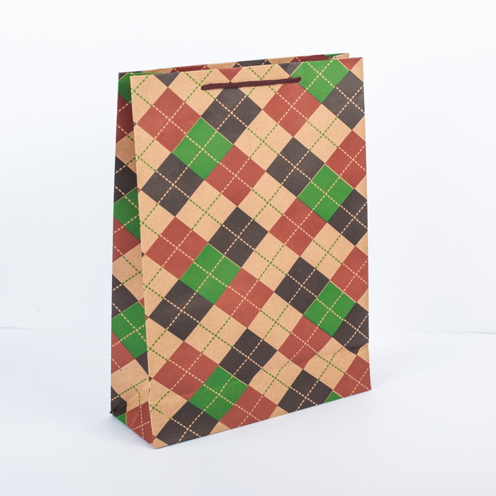 Пакет крафт "Ромбики", 23,5 х 8,5 х 31,5 см