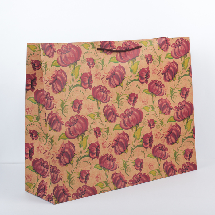 Пакет крафт "Яркий цветок", 50 х 15 х 38 см