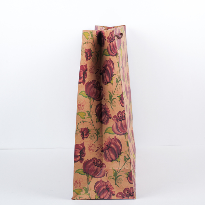 Пакет крафт "Яркий цветок", 50 х 15 х 38 см