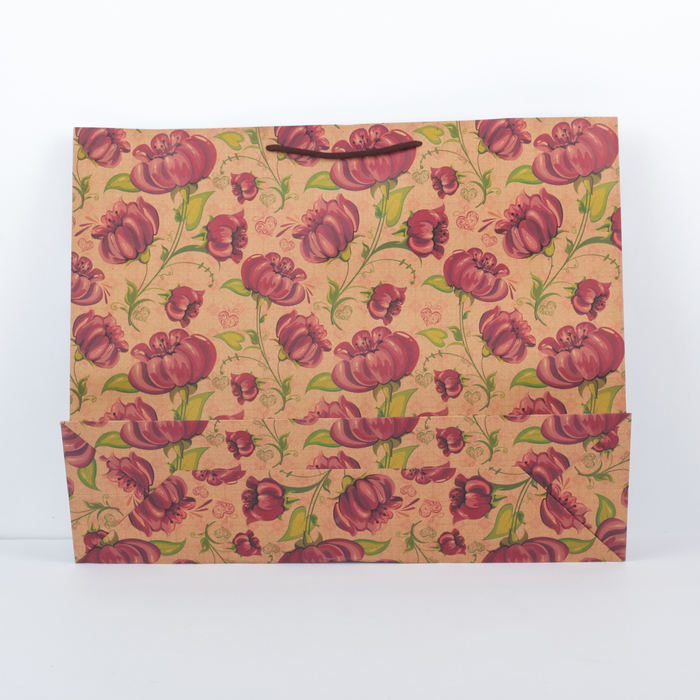 Пакет крафт "Яркий цветок", 50 х 15 х 38 см