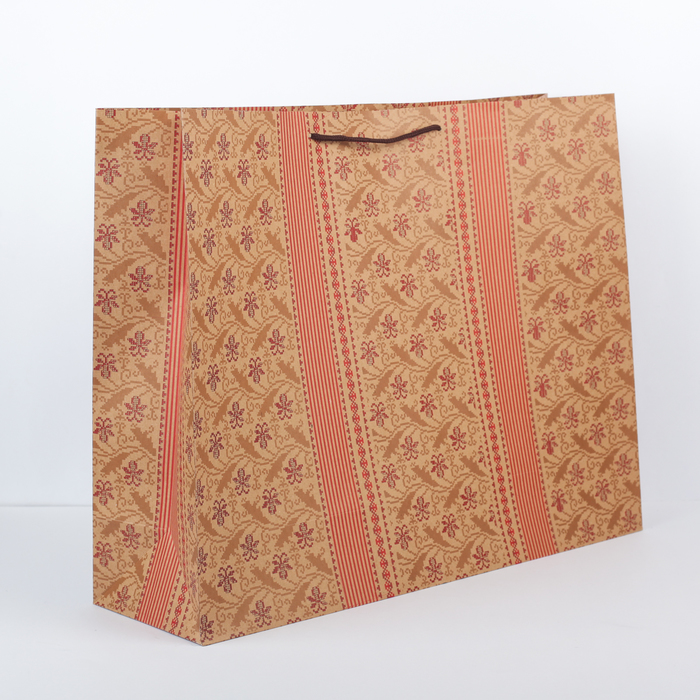 Пакет крафт "Узоры", 50 х 15 х 38 см