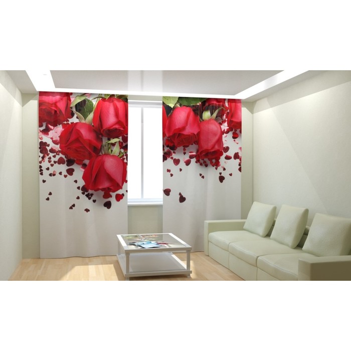 Фотошторы "Праздничные розы", размер 150х260 см, блэкаут
