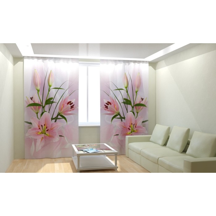 Фотошторы "Чарующая лилия", размер 150х260 см, габардин