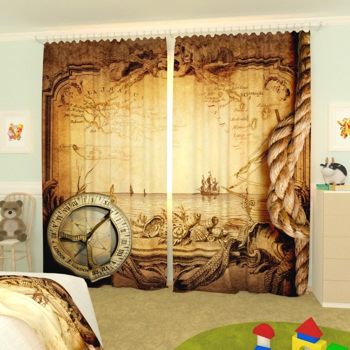 Фотошторы "Карта сокровищ", размер 150х260 см, блэкаут