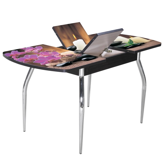 Стол "Грация" раздвижной 1,1(1,45)х0,7 м, покрытие стекло, механизм бабочка, венге