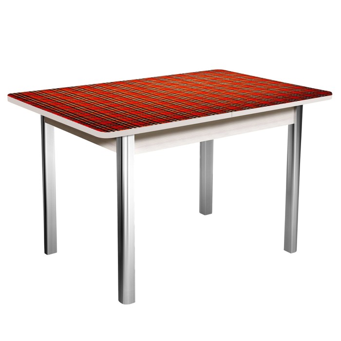 Стол "Триумф" нераздвижной 1,0х0,7 м, покрытие стекло клетка 2 красная, белёный дуб