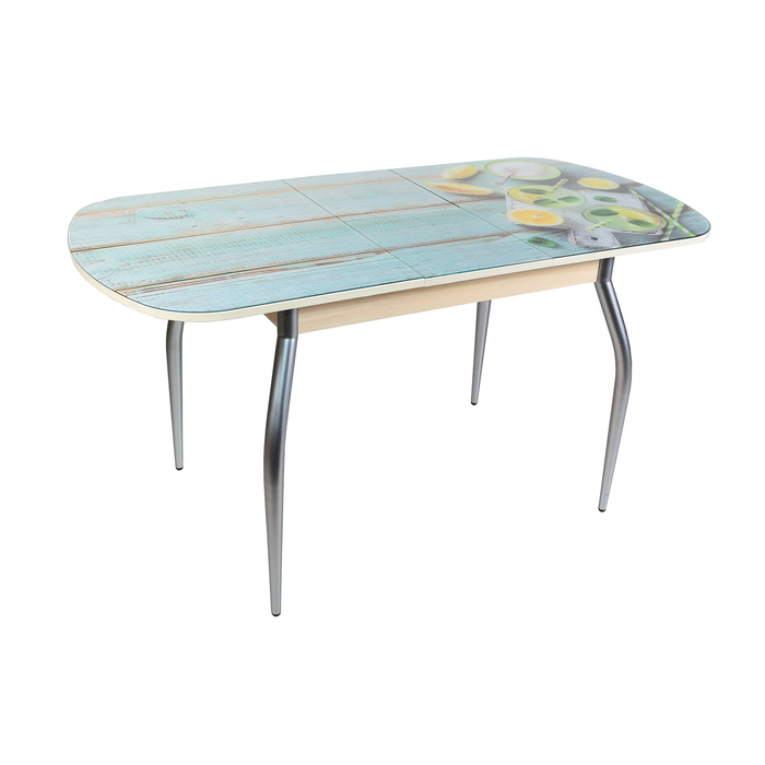 Стол "ГОЛД" раздвижной 1150(1450)х700 мм, стекло, механизм "бабочка", хром, лимоны