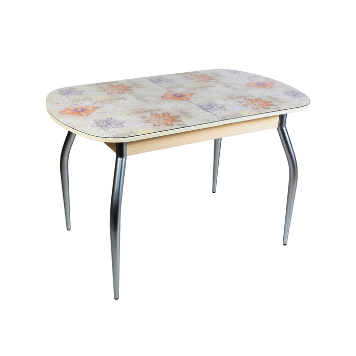Стол "ГОЛД" раздвижной 1150(1450)х700 мм, стекло, механизм "бабочка", хром, абстракция