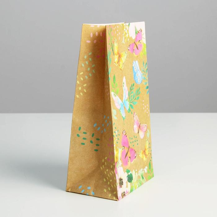 Пакет подарочный без ручек «Райские бабочки», 10 х 19,3 х 7 см