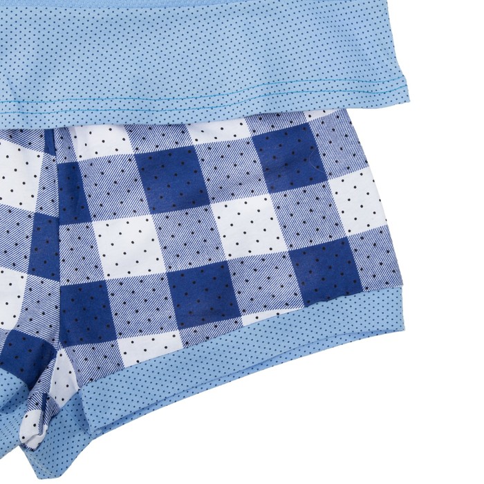 Комплект женский (пеньюар, топ, шорты) Молоко цвет синий, р-р 50