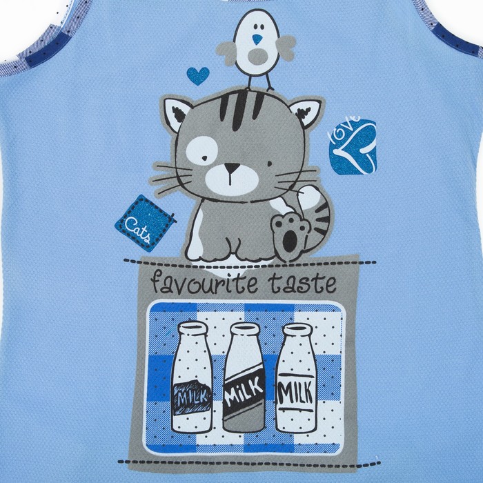 Комплект женский (пеньюар, топ, шорты) Молоко цвет синий, р-р 50