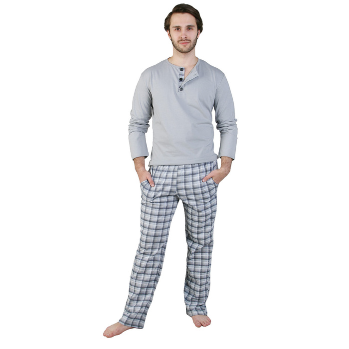 Пижама мужская (джемпер, брюки) Денди цвет серый, р-р 56