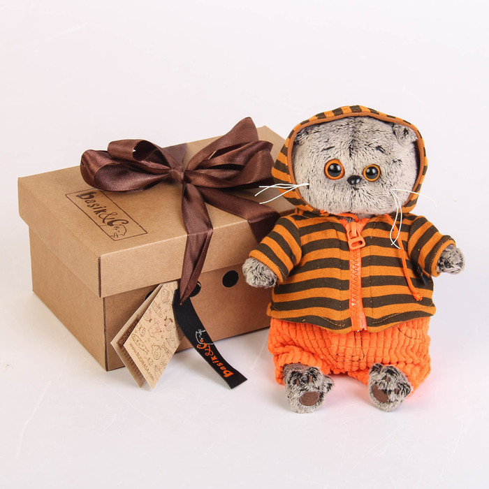 Мягкая игрушка "Басик" в штанах и полосатой кофте 19 см