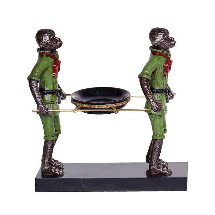 Блюдце декоративное "Две обезьяны", с подставкой