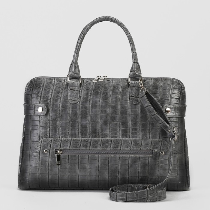 Сумка женская, отдел с перегородкой на молнии, 2 наружных кармана, регулируемый ремень, цвет серый