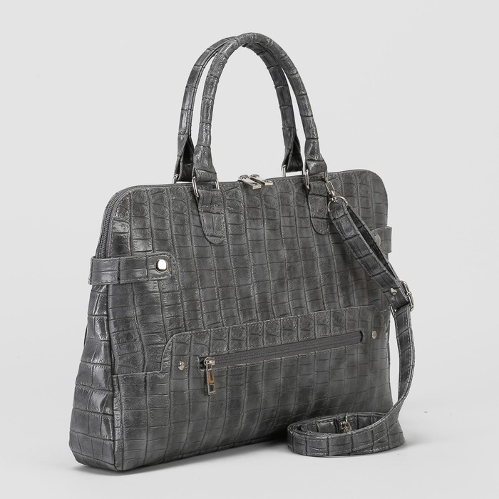 Сумка женская, отдел с перегородкой на молнии, 2 наружных кармана, регулируемый ремень, цвет серый