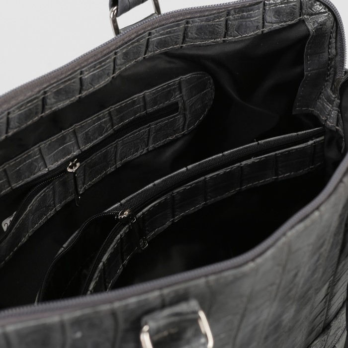 Сумка женская, отдел с перегородкой на молнии, 2 наружных кармана, регулируемый ремень, цвет серый