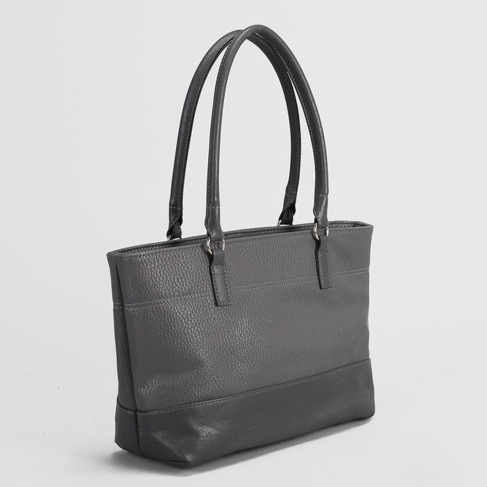 Сумка женская, 1 отдел на молнии, наружный карман, цвет серый/тёмно-серый