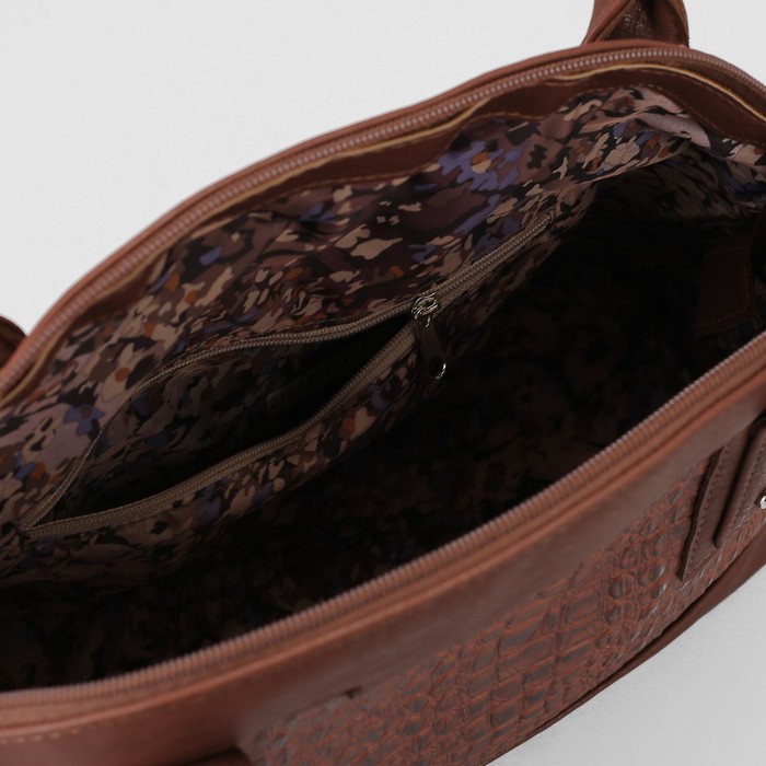 Сумка женская, отдел на молнии, наружный карман, цвет светло-коричневый