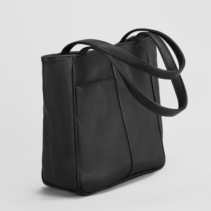 Сумка женская на молнии, 1 отдел, 2 наружных кармана, цвет чёрный