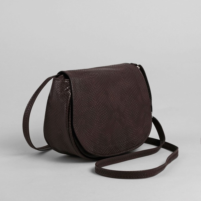 Сумка женская, 1 отдел на клапане, наружный карман, длинный ремень, цвет шоколадный