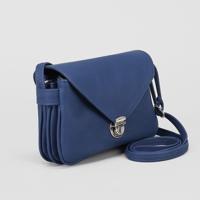 Сумка женская, 3 отдела на молнии, наружный карман, регулируемый ремень, цвет синий