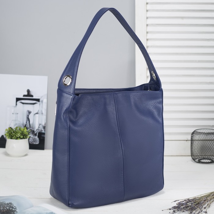 Сумка женская на молнии, 1 отдел, 2 наружных кармана, цвет синий