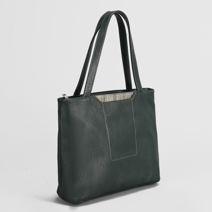 Сумка женская, 1 отдел на молнии, наружный карман, цвет тёмно-зелёный