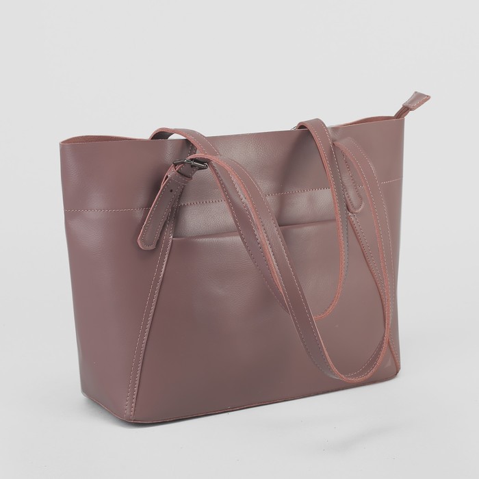 Сумка женская, отдел на молнии, 2 наружных кармана, цвет пудровый