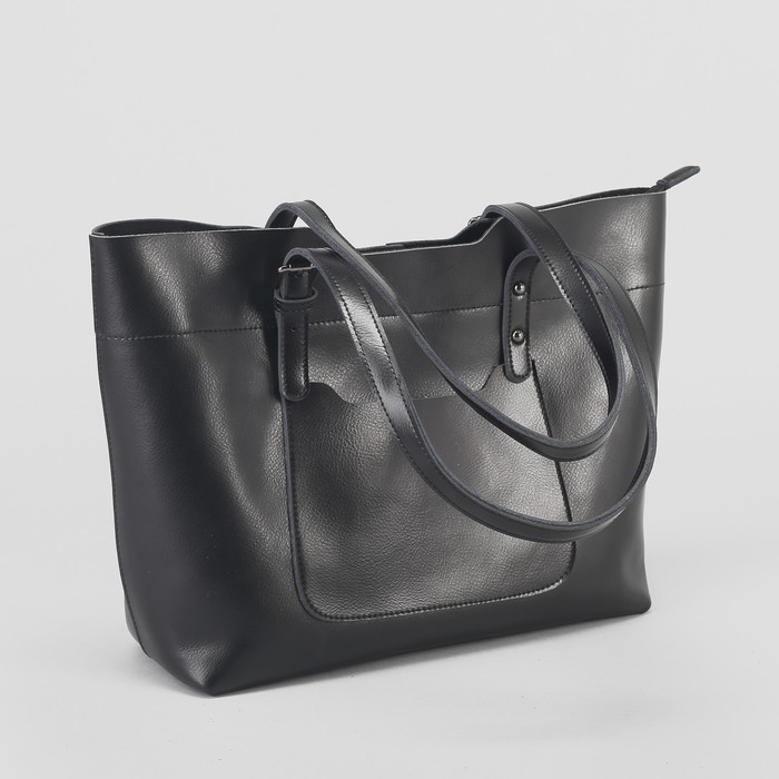 Сумка женская, отдел на молнии, 2 наружных кармана, цвет чёрный