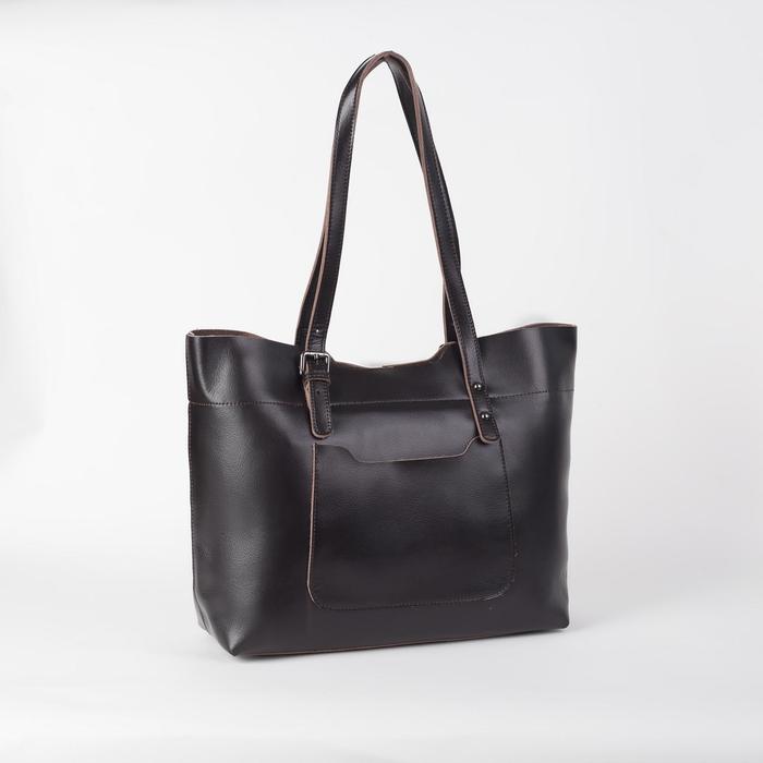 Сумка женская, отдел на молнии, 2 наружных кармана, цвет кофе