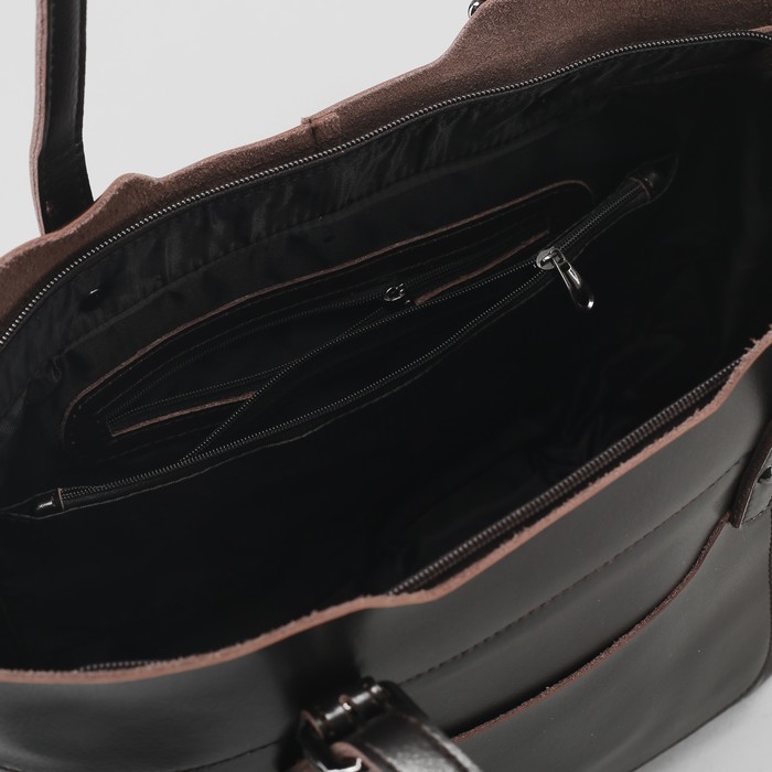 Сумка женская, отдел на молнии, 2 наружных кармана, цвет кофе