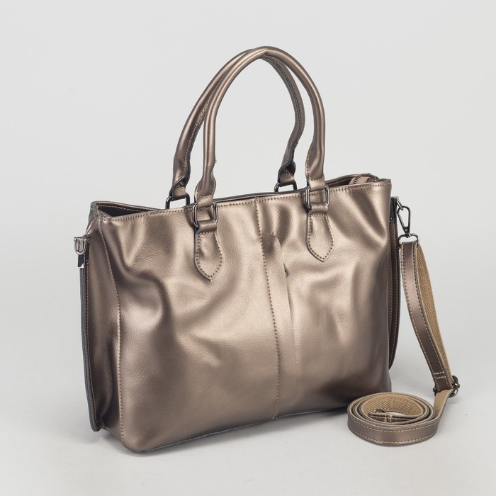 Сумка женская, отдел с перегородкой на молнии, цвет бронзовый