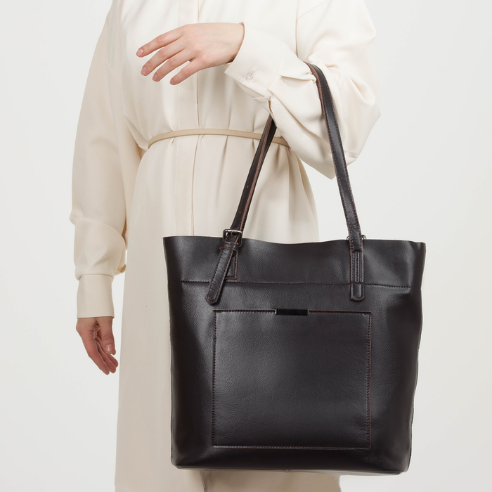 Сумка женская, отдел на молнии, 2 наружных кармана, цвет кофе