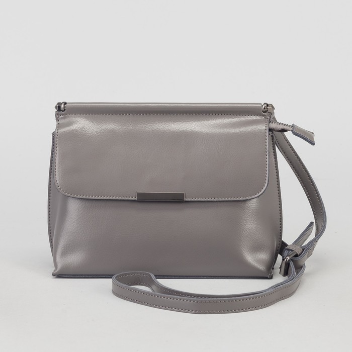 Сумка женская, отдел на молнии, наружный карман, цвет серый