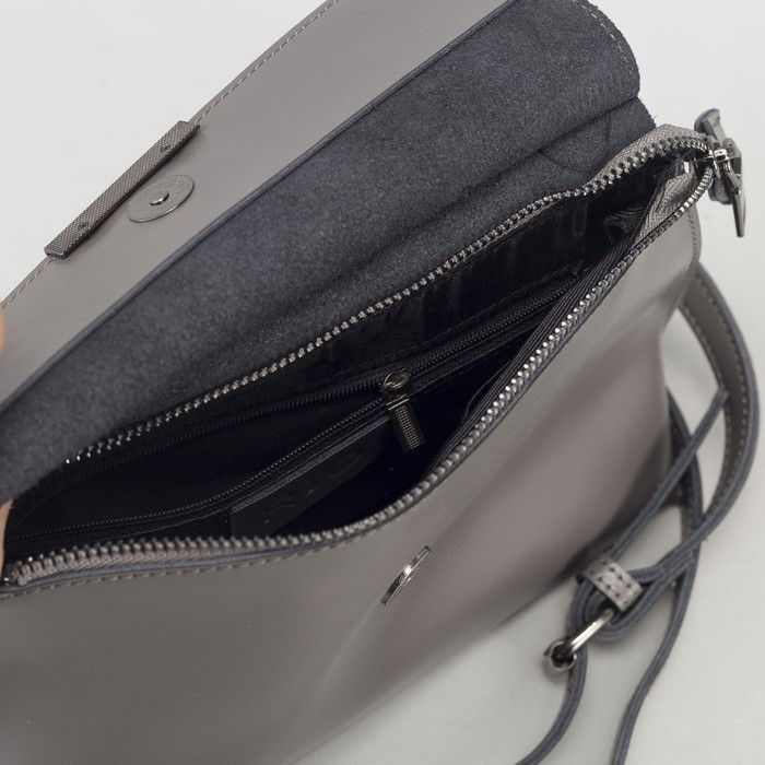 Сумка женская, отдел на молнии, наружный карман, цвет серый