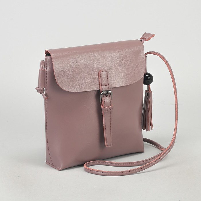 Сумка женская, отдел с перегородкой на молнии, наружный карман, цвет пудровый