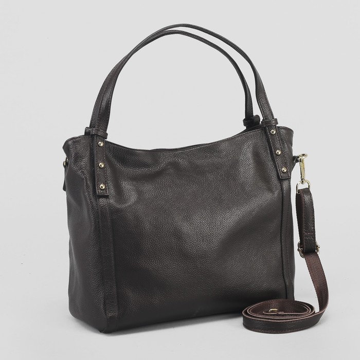 Сумка женская, 1 отдел с перегородкой, наружный карман, длинный ремень, цвет коричневый