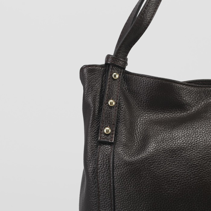 Сумка женская, 1 отдел с перегородкой, наружный карман, длинный ремень, цвет коричневый