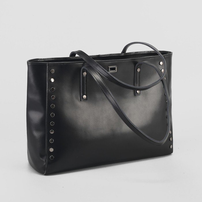 Сумка женская, отдел на молнии, 2 наружных кармана, цвет чёрный