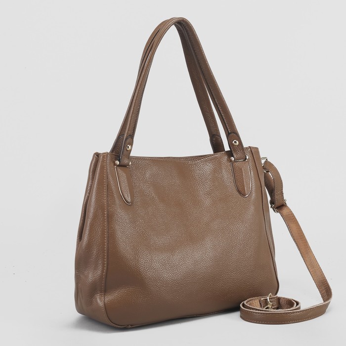 Сумка женская, 1 отдел с перегородкой, расширение, наружный карман, длинный ремень, цвет коричневый