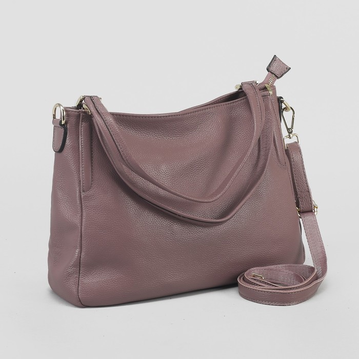 Сумка женская, 1 отдел с перегородкой, наружный карман, длинный ремень, цвет пудра