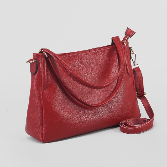Сумка женская, 1 отдел с перегородкой, наружный карман, длинный ремень, цвет красный
