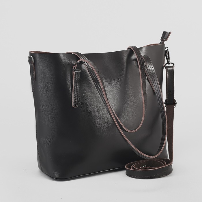 Сумка женская, отдел с перегородкой, наружный карман, длинный ремень, цвет кофе