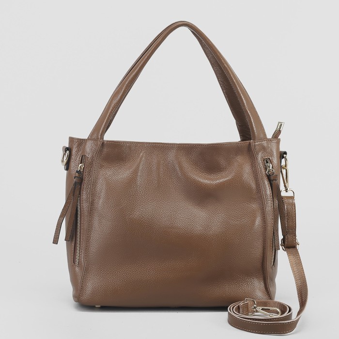 Сумка женская, 1 отдел с перегородкой, 3 наружных кармана, длинный ремень, цвет коричневый