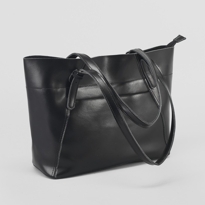 Сумка женская, отдел на молнии, 2 наружных кармана, цвет чёрный